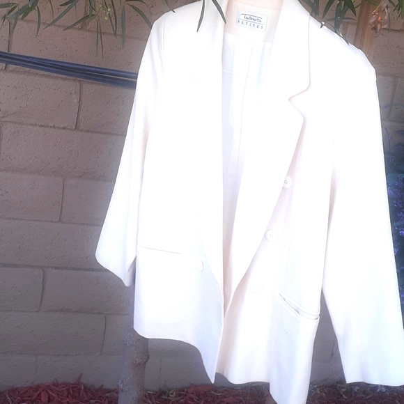 Talbots Jackets & Blazers - TALBOTS Petites Cream Ivory 100% Wool Blazer Double Breasted Suit jacket sz 12 ?